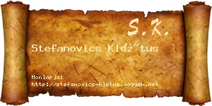 Stefanovics Klétus névjegykártya